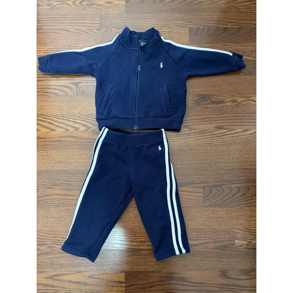 Polo Ralph Lauren Toddler 18M Navy Blue Cotton Tracksuit Jacket Jogger Set